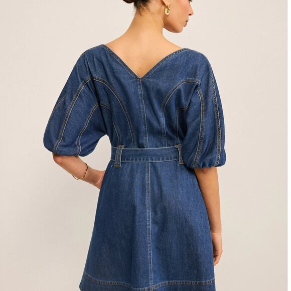Commense Pocketed Belted Denim Dress Sz M - Picture 7 of 9